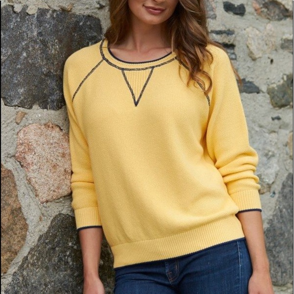 Cotton Country pullover yellow sweater, medium, cotton